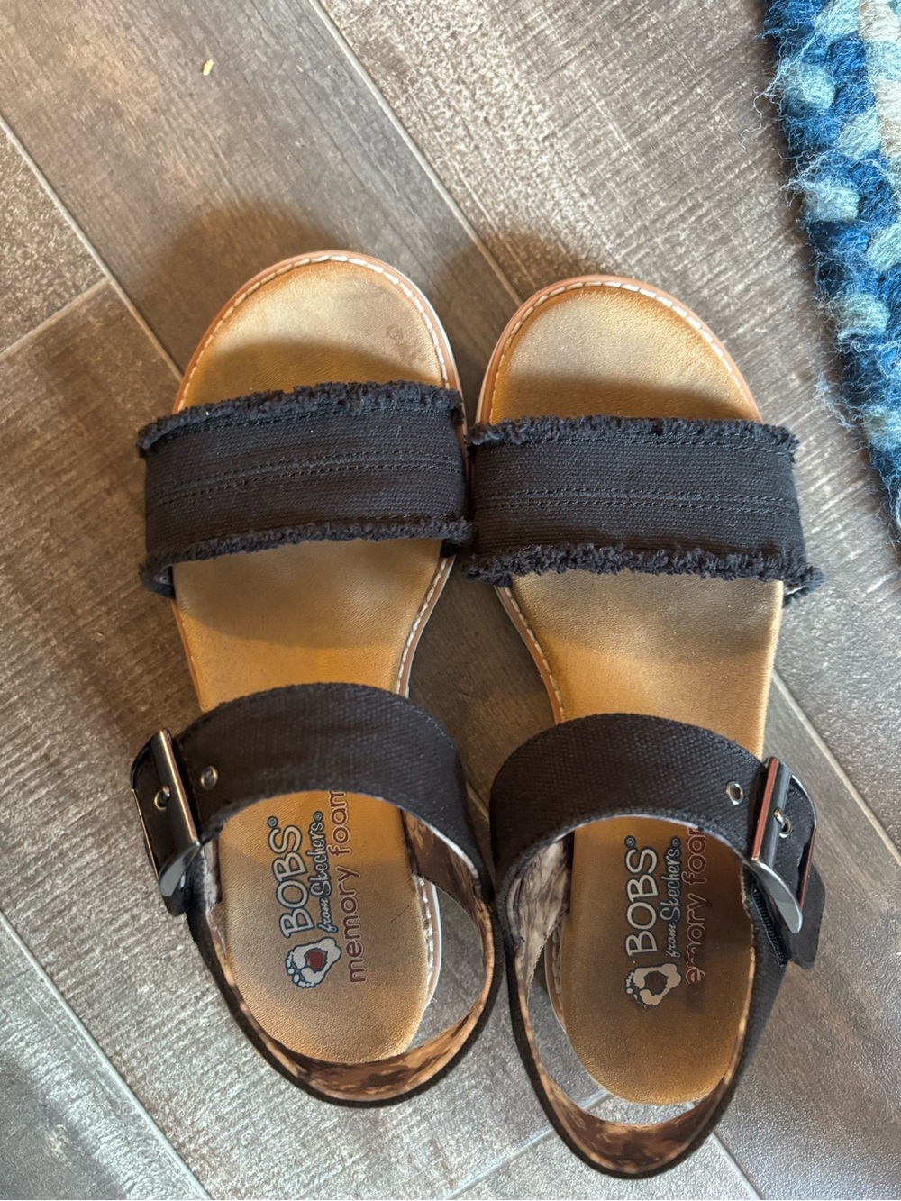 Skechers BOBS Black Strap Women's Memory Foam Sandals